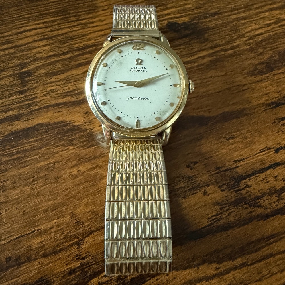 Vintage RUNS OMEGA Automatic Seamaster Watch 10K Plated TOPS + FNDS 14K filled - Picture 2 of 11